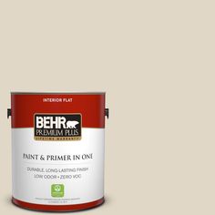 a blue paint can with the words behr premium plus painted on it's side