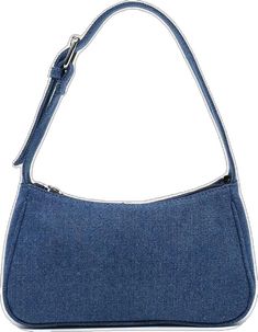 Casual Handheld Baguette Bag With Zipper Closure, Trendy Tote Baguette Bag With Single Handle, Trendy Handheld Baguette Bag For Errands, Trendy Tote Baguette Bag With Adjustable Handle, Trendy Baguette Tote Bag With Adjustable Handle, Trendy Daily Use Baguette Bag With Single Handle, Trendy Handheld Baguette Bag With Single Handle, Trendy Blue Rectangular Baguette Bag, Trendy Blue Satchel Baguette Bag