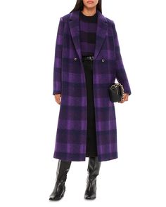 Whistles Camila Wool Blend Coat Women - Bloomingdale's Check Coat, Wool Blend Coat, Women's Coats & Jackets, Outerwear Coats, Check Pattern, Outerwear Women, Winter Wardrobe, Purple And Black, Fitness Fashion