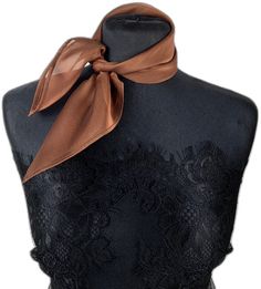 Elegant Silk Square Scarves, Elegant Brown Square Scarf, Elegant Party Scarf, Chic Formal Square Silk Scarf, Formal Chic Square Silk Scarf, Classic Brown Scarf For Formal Occasions, Chic Square Silk Scarf For Formal Occasions, Chic Formal Scarf Neckwear, Chic Formal Scarf As Neckwear