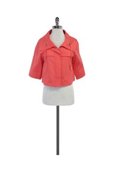 Current Boutique-Sandro - Coral Cotton Zip Up Drawstring Jacket Sz S Coral Jacket, Drawstring Jacket, Autumn Fashion Casual, Coral Color, Rainy Day, Rain Jacket, Zip Ups, Casual Fashion, Autumn Fashion