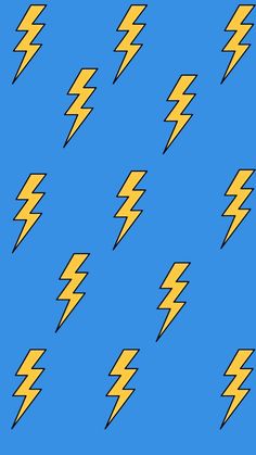 a blue background with yellow and black lightnings