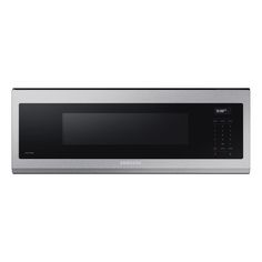 a stainless steel microwave oven on a white background