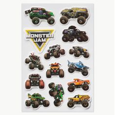 monster jam stickers on a white background