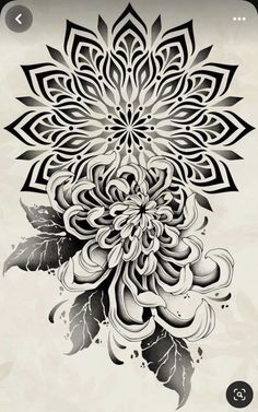 an artistic flower tattoo design on the back of a phone