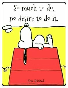 a cartoon dog laying on top of a red rug with the caption, so much to do, no desire to do it