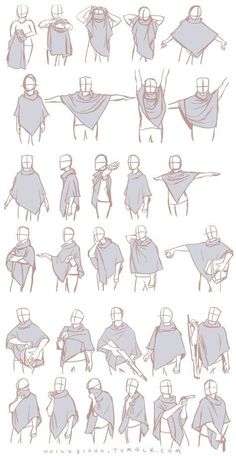 an image of some drawings of people in capes and cloaks with their arms spread out