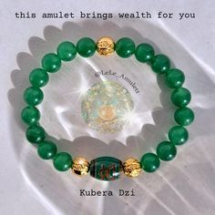 The Kubera Dzi Bracelet is a powerful Tibetan talisman that attracts and maintains wealth. The bead carries the energetic power of the God of Wealth, Kubera or Dzambala, and assists you in building and preserving great wealth. The accumulation of wealth with this bracelet happens harmoniously and goes hand in hand with the development of your spiritual powers. It promotes luck in financial matters and the recognition of others. This bracelet is ideal for building up financial cushion, be it for Kubera God, Dzi Bracelet, Money Amulet, God Of Wealth, Spiritual Power, Hand In Hand, Beads Bracelet, Accessory Gift, Beaded Bracelets