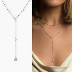 Necklace for Bridal, Bridal Necklaces, Dainty Jewelry, Wedding Necklaces, Long Necklace, Wedding Jewelry for Brides, Cubic Zirconia Necklace ► SHOP ALL SILVER BRIDAL NECKLACES: https://etsy.me/3o235B7 ► Spend $200 | Receive 10% OFF Your Order with Code: 10OFF200 ► Please note in your order when your wedding date is Made with cubic zirconia crystals in combination with our fresh water pearls, this delicate 14k White Gold chain is simple but takes your outfit to the next level. Style with a V-neck Wedding Jewelry Pearls Necklace, Pearl Necklace Bridal, Bridal Necklaces, Jewelry Pearl Necklace, Necklaces Dainty, Necklaces Long, Wedding Necklaces, Pearl Jewelry Wedding, Necklace Layered