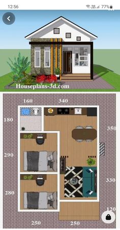 the floor plan for a house with two rooms and one living room on each side