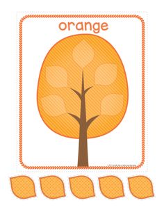 an orange tree with four leaves on it and the word orange in front of it