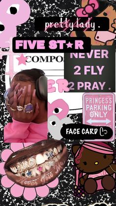 a collage of photos with the words five star never 2 fly, princess parking only