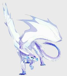 a white and blue dragon is standing on its hind legs