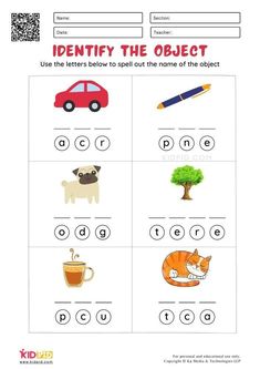 a worksheet with the words identify the object and pictures to be written on it