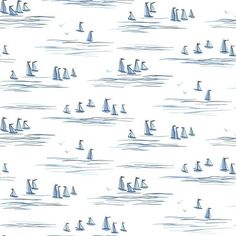 Full Sails Wallpaper in Blues from the Water's Edge Collection by York Wallcoverings Nautical Wallpaper, Full Sail, York Wallpaper, Artist Sketches, Casual Luxury, York Wallcoverings, Chic Interior, Coastal Chic, Resource Library