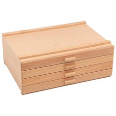 a small wooden box with four drawers