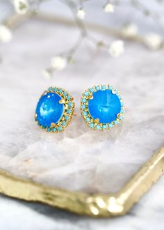 This Stud Earrings item is sold by iloniti. Ships from New York, NY. Listed on Oct 4, 2023 Blue Hypoallergenic Party Earrings, Hypoallergenic Blue Earrings For Party, Fav Products, Bridesmaids Earrings, Blue Stud Earrings, Blue Crystal Earrings, Random Ideas, Elegant Nails, Azure Blue