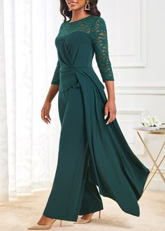 Emerald Green Wedding Pant Suit, Jumpsuits For Mother Of The Bride, Plus Size Pant Suits Wedding Formal Wear, Dark Green Jumpsuit Plus Size, Elegant Jumpsuit Wedding Guest Plus Size, Elegant Pant Suits Wedding Classy, Mother Of The Groom Jumpsuits, Wedding Pants Outfit Guest, Mother Of The Bride Pant Suits