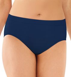 Banish panty lines with this comfortable, non-clingy and nearly seamless panty. Legs are also cut high for a flattering look. Made of nylon/spandex knit. Stretch waistband for custom fit. Covered elastic along leg openings further tailors fit to your body. Mid rise. Moderate rear coverage. Knit-in crotch for comfort. Tagless to help prevent chafing. Bali Women's One Smooth U All-Around Smoothing Hi-Cut Panty in Blue (2362) | Size 7 | HerRoom.com Elastic Seamless Brief Bottoms, Elastic Seamless Solid Bottoms, Comfort Stretch Smoothing No-show Bottoms, Blue Stretch Smoothing Bottoms, Comfort Stretch Seamless Solid Bottoms, Blue Stretch Bottoms With Smoothing Detail, Blue Bottoms With Seamless Construction And 4-way Stretch, Solid Seamless Comfort Stretch Bottoms, Blue Bottoms With Seamless 4-way Stretch