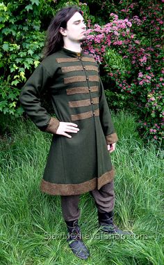 Early Medieval Scandinavian coat Viking coat by SlavMedievalShop Medieval Fall Outerwear With Buttons, Medieval Style Outerwear With Buttons For Fall, Medieval Style Fall Outerwear With Buttons, Viking Style Outerwear For Medieval Festivals Cosplay, Medieval Style Outerwear For Cosplay With Buttons, Medieval Style Long Winter Coat, Medieval Long Coat For Winter, Viking Style Long Sleeve Outerwear For Larp, Traditional Long Sleeve Outerwear For Larp