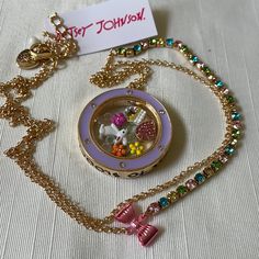 Brand New With Tag Betsey Johnson Gold Tone And Pastel Color Time To Bloom Necklace. 32” Long Adjustable Length. Very Pretty And Fun! Holographic Necklace, Jewelry Goals, Necklaces Pink, Dope Jewelry Accessories, Slider Necklace, Floral Statement Necklace, Betsey Johnson Necklace, Tiered Necklace, Gold Rings Jewelry