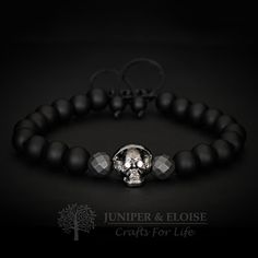 "top jewelry gifts for men and women, gifts for boyfriend, unique gifts ideasThis handmade bracelet features 8 mm Matte Onyx , Gray Matte Faceted Hematite beads and Gunmetal DJ Skull . It's adjustable, utilizing a sliding knot made with macrame cord and is easy to put on and take off by yourself. Please choose one of the 2 size options (For Men or Women) from drop down menu. Length: Men`s Size : 7\" - 8.5\" (18 cm -21 cm) Women`s Size: 6\" - 7.5\" (16 cm -19 cm) ★All of our jewelry comes in luxu Gothic Wristband Bracelet Gift, Skull Shaped 8mm Bead Jewelry Gift, Silver Skull Beaded Bracelets As Gift, Adjustable Gothic Wristband For Gift, Adjustable Skull Bracelet As Gift, Adjustable Skull Bracelets As Gift, Adjustable Skull Wristband Gift, Men's Accessories, Luxury Jewelry Box