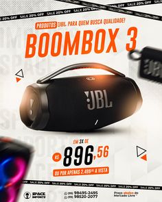 an advertisement for the jbl boombox 3 bluetooth speaker