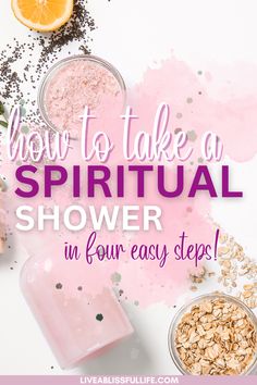 A selection of decadent spa items to help you relax as you take a spiritual cleansing shower Spiritual Shower Ritual, Witch Shower Ritual, Shower Magic Witchcraft, Shower Rituals Witchcraft, Salt Shower Cleanse, Witchy Shower Ritual, New Moon Shower Ritual, Spiritual Cleanse Self, Spiritual Cleansing Shower Ritual