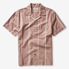 Crafted with a vintage visual appeal, the Hawthorne has an easy-going camp collar meant to be worn wide open for a laid-back look. Made from a pre-washed blend of organic cotton and linen, this soft short sleeve button up is both eco-friendly and durable, ensuring it remains a staple in your warm-weather rotation for years to come. Perfect for sweltering days and balmy summer nights..View The Short Sleeve Hawthorne in Dried Fig Stripe by Taylor Stitch on our site for more info. - The Bespoke Pos Classic Camp Shirt With Lapel Collar For Spring, Classic Camp Shirt With Johnny Collar For Spring, Casual Camp Shirt With Collar In Relaxed Fit, Spring Classic Camp Collar Shirt, Classic Camp Shirt With Camp Collar For Casual Gatherings, Classic Spring Camp Shirt With Spread Collar, Classic Camp Shirt With Spread Collar For Spring, Classic Spring Camp Shirt For Casual Gatherings, Classic Brown Camp Shirt For Summer