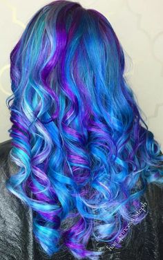 Beautiful blue and purple dyed hair color Blue And Purple Hair, Mermaid Hair Color, Galaxy Hair, Cute Hair Colors, Hair Color Crazy, Beautiful Hair Color, Pinterest Hair, Pretty Hair Color