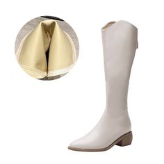 Gender: Women, GirlUpper Material: Artificial leatherSole Material: RubberScenes: Indoor&Outdoor,Fashion,LeisureStyle: Princess,Casual,ElegantToe Style:Pointed ToeHeel High Style:Middle HeelClosing Type:ZIPShoes Heel High:4.5cmPlatform Heigh:1cm/0.39"Package:1 Pair Spring Leather Knee-high Boots With Zipper, Spring Knee-high Boots With Zipper Closure, Beige Boots With Zipper Closure For Fall, Elegant Wedding Shoes, Flower Heels, Crop Top With Jeans, Canvas Boots, Wedding Shoes Heels, Comfortable Boots