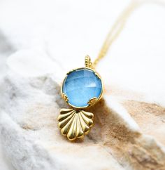 Blue Crystal Necklace, Coin Charm Pendant, Gold Charm Necklace, Summer Necklace, Blue Crystal Necklace, Silver Necklace, Gift For Her Handmade Necklace Made With Love, by NoahConcept. ⚜️Pendant: 1.0cm ⚜️Length: 46.0cm  🦚 Visit my pendants on chain collection:   https://www.etsy.com/shop/NoahConcept?ref=search_shop_redirect&section_id=38690224 The jewelry you buy from NoahConcept are delivered in ♻️ eco friendly boxes with the brand name on the top. If you want to wrapped as gift please let us k Light Blue Birthstone Necklace As Gift, Light Blue Pendant Necklace As Gift, Light Blue Pendant Necklace For Gift, Blue Gemstone Pendant Necklace, Handmade Blue Pendant Necklaces, Handmade Sapphire Round Pendant Necklace, Blue Birthstone Round Pendant Necklace, Handmade Blue Pendant Necklace, Handmade Sapphire Necklace With Round Pendant