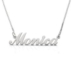 This is a lovely .925 sterling silver nameplate necklace features rounded script curves to emphasize your beautiful name.- Plating in 14K yellow gold is available for a luxurious finish.- Made to order. Hand cut for you.- .925 Sterling Silver. This necklace (chain + pendant) weights approximately 5 grams.- Approximate pendant dimensions: H 10mm x W 40mm. Width is based on pictured sample. Width will vary depending of the name.- Depending on the name, the dimensions will change somewhat from the Sterling Silver Nameplate Necklace, Silver Nameplate Necklace, Nameplate Necklace Silver, Beautiful Name, Bangles Making, Nameplate Necklace, Personalized Pendant, Custom Name Necklace, Sterling Silver Bangles