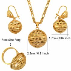 Gold Plated Jewelry With Adjustable Chain And Round Beads, Yellow Gold Metal Jewelry With Round Beads, Gold Metal Jewelry With Round Beads, Dangle Ball Chain Jewelry, Cadmium-free Metal Round Pendant Jewelry, Metal Beaded Chain Jewelry For Wedding, Yellow Gold Round Jewelry Sets, Pendant Jewelry With Ball Chain As Gift, Gift Beaded Metal Chain Jewelry