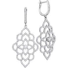 GND 18K White Gold Petal Motif Diamond Dangle Earrings with Prong Set Round Diamonds – 1.375 Carat Total Diamond Weight Palm Tree Pendant, Diamond Dangle Earrings, Heart Dangle Earrings, Gold Earrings Dangle, Fine Jewellery Earrings, Delicate Necklace, Everyday Jewelry, Round Cut Diamond, Jewelry Gift Box