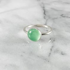 chrysoprase gemstone ring, green ring, mint green ring, bridal jewelry, bridesmaid gifts, silver rin Handmade Green Stackable Rings For Gift, Handmade Green Birthstone Promise Ring, Green Moonstone Gemstone Promise Ring, Green Round Band Ring As Gift, Green Round Band Rings As A Gift, Green Moonstone Promise Ring, Green Round Band Ring For Gift, Green Ring For Gift, Minimalist Handmade Rings For May Birthstone