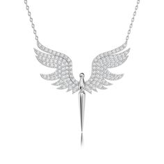 925 Sterling Silver Angel Design White Zircon stone Necklace Anniversary Gift - Wedding Gift - Perfect for Valentine Gift - All of our products are made of 925 sterling silver. - As long as our products are not exposed to chemicals for a long time, they do not discolor or be damaged. - please keep the products you buy in the box Fine Jewelry Sterling Silver Hallmarked Diamond Necklace, Hallmarked Sterling Silver Diamond Necklace, White Sterling Silver Diamond Necklace, Cubic Zirconia Necklace In Silver With Pave Setting, Wedding Sterling Silver Diamond Necklace With Pave Setting, Wedding Diamond Necklace With Pave Setting In Sterling Silver, White Sterling Silver Necklaces With Sparkling Stones, Silver Pendant Jewelry With Pave Setting, Sterling Silver White Necklace With Sparkling Stones