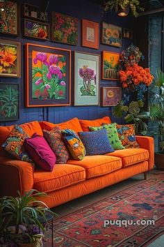 #ColorfulLivingRoom #HomeDecor #VibrantVibes #InteriorInspo #CozyCorners #HomeSweetHome #LivingColorfully #DesignGoals Maximalist Fireplace Ideas, Spring Living Room Decor, Boho Style Living, Funky Living Rooms, Spring Living Room, Colourful Living Room Decor, Maximalist Decor