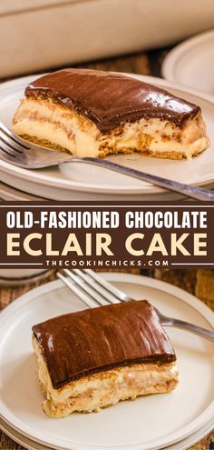 This Old-Fashioned Chocolate Eclair Cake is a no bake sweet treat everyone will enjoy! Layers of honey graham crackers, creamy Vanilla pudding, whipped topping, and chocolate frosting combine into a dessert perfect for any occasion! Graham Cracker And Pudding Dessert, Eclair Cake From Scratch, Chocolate Eclair Cake With Homemade Frosting, Chocolate Eclair Dessert Recipe, Choc Eclair Cake, Eclair Pudding Dessert, Eclair Dessert No Bake, Eclair Pie No Bake, Graham Cracker Vanilla Pudding Dessert