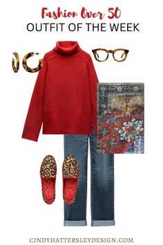 Red Sweater Outfit, Sweater And Jeans Outfit, Cindy Hattersley, Outfit Of The Week, Sweater And Jeans, Outfits Of The Week, 70th Birthday Party, Over 60 Fashion, Weekly Outfits