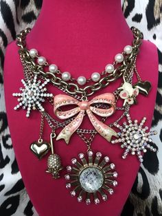 Betsey Johnson Vintage Ice Princess Snowflake Pink Bow Mouse Starburst Necklace | eBay Dope Jewelry Accessories, Starburst Necklace, Betsey Johnson Necklace, Princess Jewelry, Pearl Accessories, Vintage Betsey Johnson, Ice Princess, Dope Jewelry, Funky Jewelry