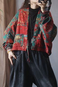 Retro Patchwork Outerwear For Spring, Casual Patchwork Cardigan For Fall, Spring Patchwork Long Sleeve Cardigan, Bohemian Long-sleeved Cardigan With Pockets, Bohemian Long Sleeve Cardigan With Pockets, Bohemian Cardigan With Pockets, Cotton Patchwork Cardigan, Red Bohemian Long Sleeve Cardigan, Bohemian Red Long Sleeve Cardigan