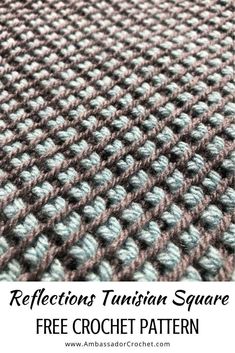 the free crochet pattern is shown with text that says, reflections turkish square