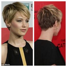 Jennifer Lawrence Pixie Haircut, 360 Pixie Haircut Short, Jennifer Lawrence Pixie, Jennifer Lawrence Short Hair, Short Hairstyles For Thick Hair, Mom Hairstyles, Very Short Hair