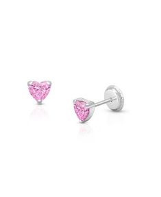 Minimalist and sweet, these darling heart-shaped studs add a little sparkle to her outfit. Made only with quality hypoallergenic materials, they are incredibly comfortable for children. Heart Studs, Screw Back Earrings, Big Kid, Pink Heart, Big Kids, Screw, Sparkle, White Gold