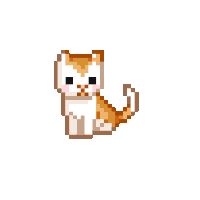 an image of a pixelated cat that looks like it is holding something in its hand