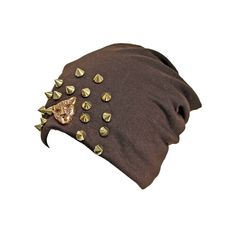 This Slouchy Beanie Hat Features A Gold Tone Spike Studded Design Along With A Gold Tone Tiger Face. Interior Of This Cap Is Fully Lined With Luxuriously Soft And Warm Fleece Material.Measures 11 Inches Wide, When Flat Measures 11.5 Inches Long, Top To Bottom, When Flat. Cap Has A Maximum Circumference Of 23 Inches. Unisex, This Beanie Cap Can Be Worn By Both Men And Women. The Ultra Soft And Warm Fleece Lining In This Slouchy Hat Is Sure To Keep Out The Winter Cold. The Unique Gold Tone Tiger F Futuristic Photoshoot, Slouch Hats, Usa Embroidery, Dior Hat, Brown Beanie, Funky Hats, Black Cowgirl, Pom Pom Beanie Hat, Slouchy Beanie Hat