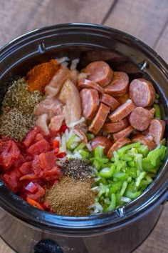 the food is prepared and ready to be cooked in the slow cooker