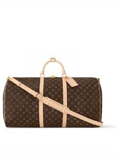 Gender: Women Brand: LOUIS VUITTON Product Name: Keepall Bag Bandouliere 60 Monogram Duffel Bag Brown Balaan Code: 80425966 Color: brown Composition: Canvas Origin: Italy Features: Removable Strap Adjustable Strap Zipped Closure Designer Style ID M41412 Keepall Louis Vuitton, Louis Vuitton Keepall, Vuitton Bag, Designer Style, Duffel Bag, Women Brands, Louis Vuitton Bag, Adjustable Straps