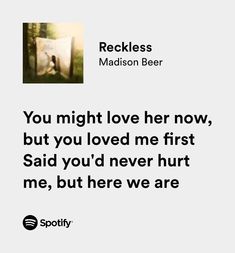 Spotify Lyrics Reckless Spotify, Madison Beer Spotify